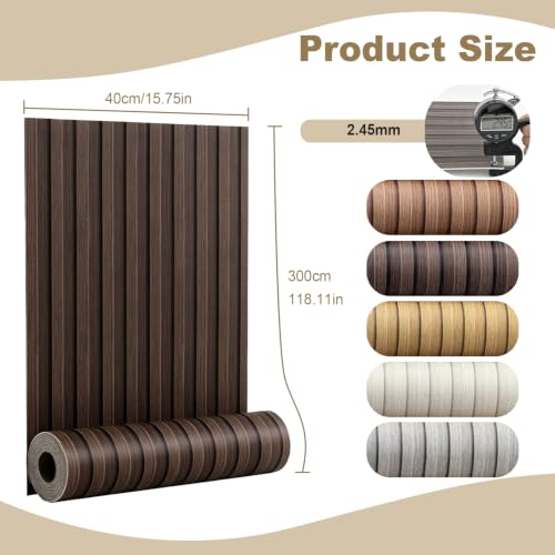 118" x 15.8" Peel and Stick PVC Faux Wood Slat Wall Panels - color: Dark Brown