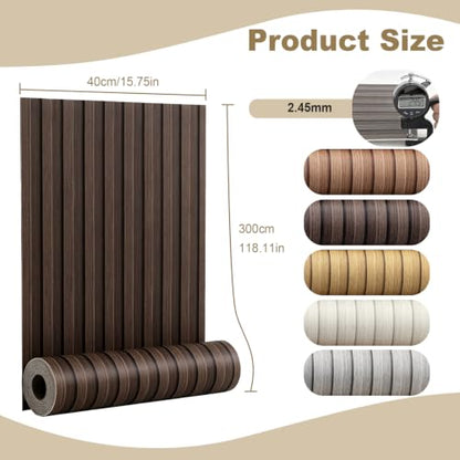 118" x 15.8" Peel and Stick PVC Faux Wood Slat Wall Panels - color: Dark Brown