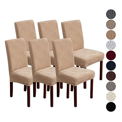 Dining Chair Covers Set of 6, Stretch Parsons Chair Slipcovers - color: Khaki, size: 6 Pack