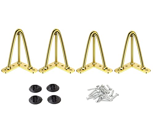 Osring 6 Inch Furniture Hairpin Legs Gold,1/2" Dia 3-Rods Metal Table Feet - color: Gold, size: 6 Inch