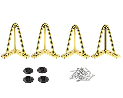 Osring 6 Inch Furniture Hairpin Legs Gold,1/2" Dia 3-Rods Metal Table Feet - color: Gold, size: 6 Inch