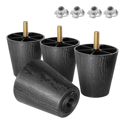 4pcs Plastic Furniture Legs 2-1/2" with T-Nuts, M8-1.25 Bolt - size: 2-1/2 Inch, M8-1.25 Metric Thread Bolts