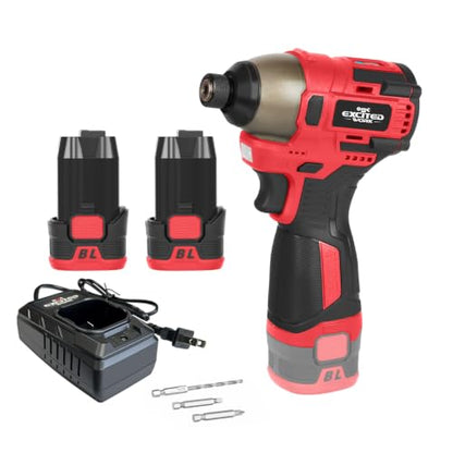 140Nm 17V Brushless Impact Screwdriver with 2 Batteries (Red) - color: Red, size: 17V Brushless Screwdriver