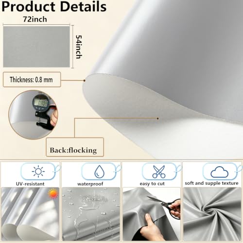 Picheng Vinyl Uholstery Faux Leather: 54" x 72" Soft Durable Marine Vinyl - color: Grey, size: 2Yard（54"x72"）