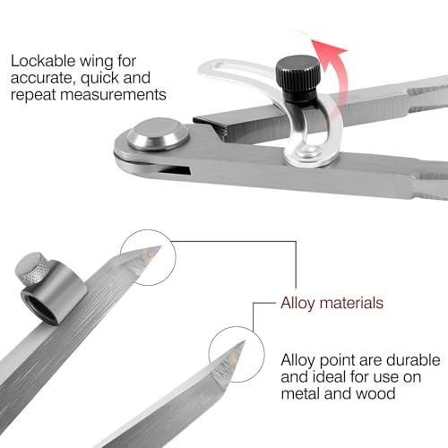 6 inch Alloy Professional Woodworking Pencil Compass Scribe Tool with Lock - size: 1 Count (Pack of 1)
