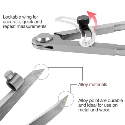 6 inch Alloy Professional Woodworking Pencil Compass Scribe Tool with Lock - size: 1 Count (Pack of 1)