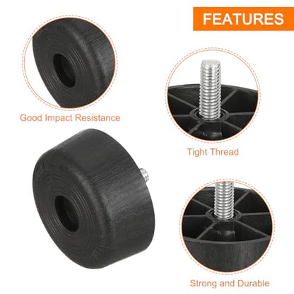 uxcell 6 Pcs M8 x 1 x 2.4 Inch Furniture Legs, Plastic Sofa Couch Legs Tapered Replacement Legs Tapered Feet for Chair Sofa Dresser Cabinets Bed, Black - size: M8 x 1 x 2.4 Inch