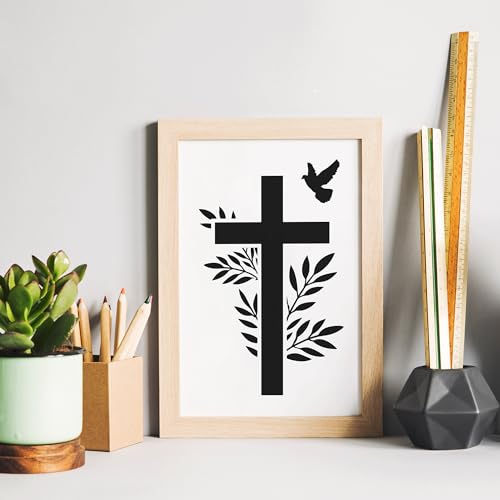 Keluna Christian Stencils for Painting -16 Pcs Religious Bible Verse Stencils for Painting on Wall, Reusable Template for Crafts - style: christian