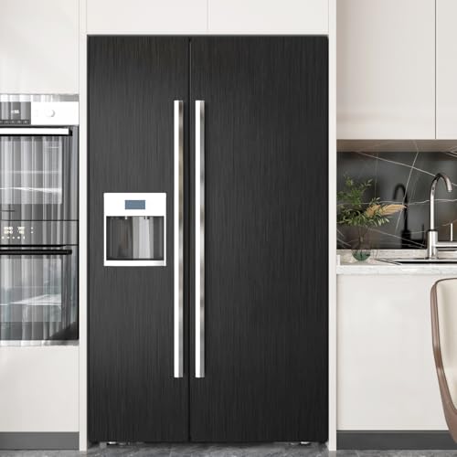 Black Stainless Steel Wallpaper Peel and Stick Backsplash Refrigerator Wrap - size: 15.75"x78"
