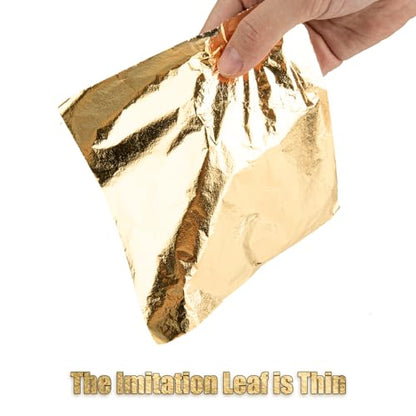 300pcs Imitation Gold Leaf Sheets for Art, Gilding Crafting, Painting, Furniture Decoration, Jewelry Making (5.5" x 5.5" Gold, Silver and Rose Gold )