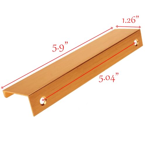 Dark Gold Finger Pulls, 5.9 Inch, 5.04 Inch Centers, 6Pcs - color: Gold, size: 150mm/5.9", style: Straight Edge