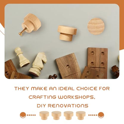 Pinkunn 30 Pcs Wood Drawer Knobs Finial Dowel Rod Unfinished, Flat - style: Flat