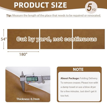 54" Marine Vinyl Upholstery Faux Leather Fabric by The Yard Waterproof - color: Amber, size: Pre-cut 5 Yards 54"x180"