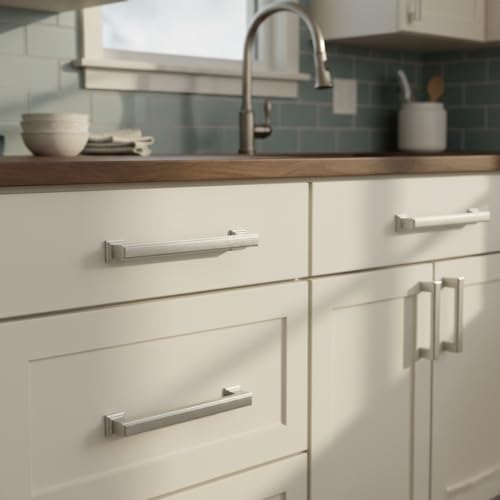 Alzassbg 3" Brushed Satin Nickel Cabinet Pulls 10 Pack, AL3071SN - color: Brushed Satin Nickel, size: 3" Hole Center