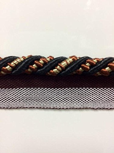 3/8" Cord Edge Lip Cord (Black/Rust & Beige) CE-3/47-3-35 Upholstery