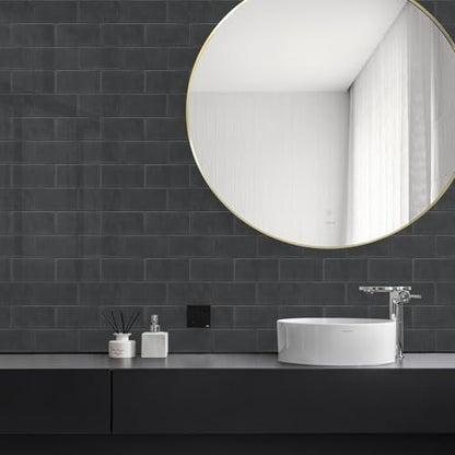 STICKGOO 10-Sheet Backsplash Peel and Stick Subway Tile(Thicker Design) - color: Taroudant Black