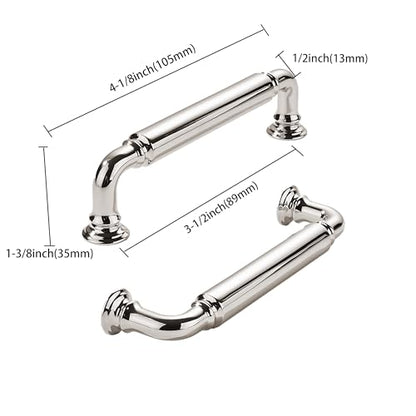 khtumeware 2-Pack Polished Nickel Heavy-Duty Solid Cabinet Pulls, 3-1/2 Inch (89mm) Hole Center, Drawer Pulls, Cabinet Hardware, Suitable for Kitchen Cabinets, Bathrooms and Dressers - color: Polished Nickel, size: 3-1/2 Inch(89mm)Hole Center