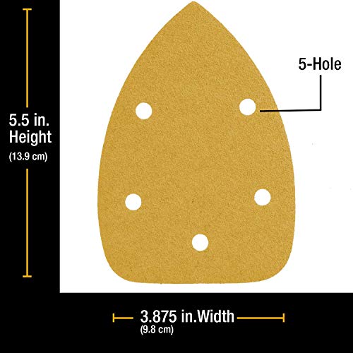 Dura-Gold Mouse Detail Sander Sandpaper Sanding Sheets, 5 Hole, 60 Grit - size: 60-Grit