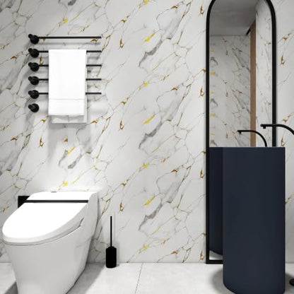 White Gold Marble Contact Paper 15.7"X118.1" Peel and Stick Wallpaper - color: White Gold, size: 15.7" x 118"