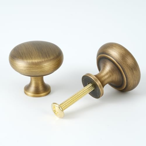 2 Pack Solid Brass Cabinet Knobs, Simple Drawer Knobs, Antique Brass Cabinet Knobs for Kitchen, Bathroom, and Furniture - size: Knob-G