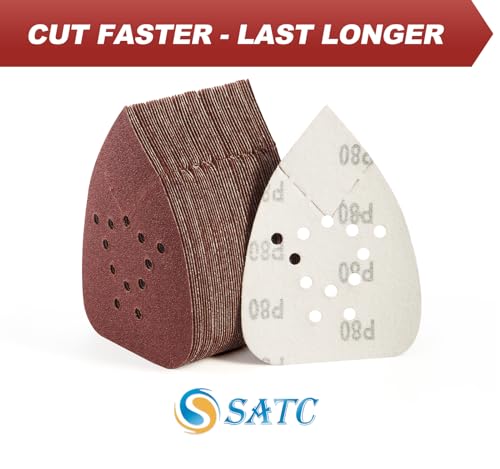 S SATC Mouse Sander Sandpaper 50PCS Mouse Sanding Pads 12 Holes Hook and Loop Sandpaper 80 Grit Detail Palm Sand Paper - style: 50 PCS 12 Hole 80 Grit