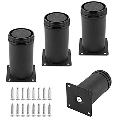Set of 4 Adjustable Stainless Steel Furniture Legs 4 Inch Black - color: Black, size: 4 inch
