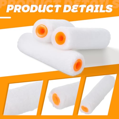 5 PCS 4.13 Inch Paint Roller, Small Paint Roller Reusable High Density Foam Rollers Cover Mini Paints Rollers Refills for Smooth Finish on Cabinets Trim Skirting Furniture