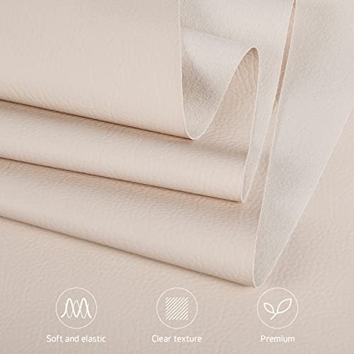 Marine Vinyl Upholstery Faux Leather Fabric, 2 Yards Beige - color: Beige, size: 2 Yards 55" x 72" (Pre-cut)