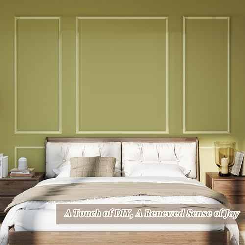 JBER Peel and Stick Wall Molding Kit, 6 Pre-Cut Wainscoting Panels - color: White-3 Pack-A, size: 78 x 24 in+78 x 48 in