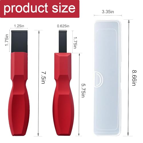 2PC Carbide Scraper, 1-1/4-Inch and 5/8-Inch Super Carbide Gasket Scraper with Storage Case for Metal and Automotive Cleaning (Red)