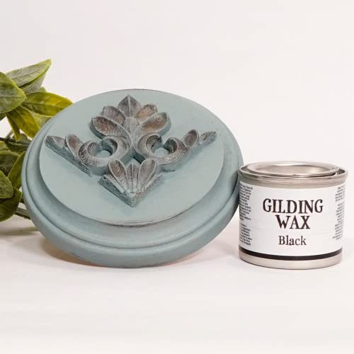 Dixie Belle Gilding Wax - Oil-Based Metallic Luxury Luster for Sheen, Shimmer on DIY Projects - Detail Enhancer for Furniture, Hardware, Wood - color: Black
