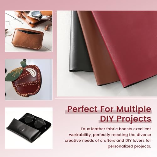 KUUP Smooth PU Faux Leather Fabric Sheets, 1 Yard 54" x 36", 0.8mm Thick - color: Wine Red, size: 1 yard