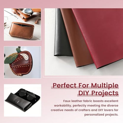 KUUP Smooth PU Faux Leather Fabric Sheets, 1 Yard 54" x 36", 0.8mm Thick - color: Wine Red, size: 1 yard