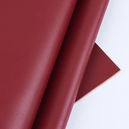 Faux Leather Vinyl Upholstery Fabric, 54 x 36 inches Synthetic Repholstery Leather Vinyl, Soft Touch Distressed DIY and Craft Material (Burgundy, 1 Yard) - color: Burgundy