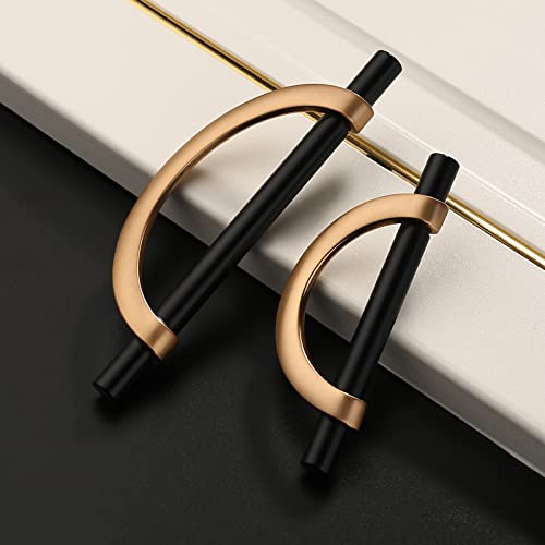 Amerdeco 10 Pack Black Brushed Gold Cabinet Pulls 3.75 Inch(96MM) Hole Centers Kitchen Cabinet Handles Hardware Kitchen Handles for Cabinets Cupboard Handles Drawer Pulls… - color: Champagne Black Gold, size: 3.75"/96MM Hole Center, style: 10 Pack