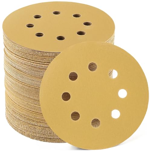 LotFancy 100 PCS 320 Grit Sandpaper, 5 Inch 8 Hole Sanding Disc Aluminum Oxide, Orbital Sander Sandpaper for Stripping Paint, Sand Paper for Wood, Plastic, Rust Removal, Random Orbital Sander Pads - style: 100PCS 320 Grit