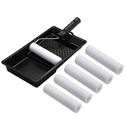 KUPOO 6" Foam Paint Roller Kit Mini Roller with Frame,Tray & 8 Refills