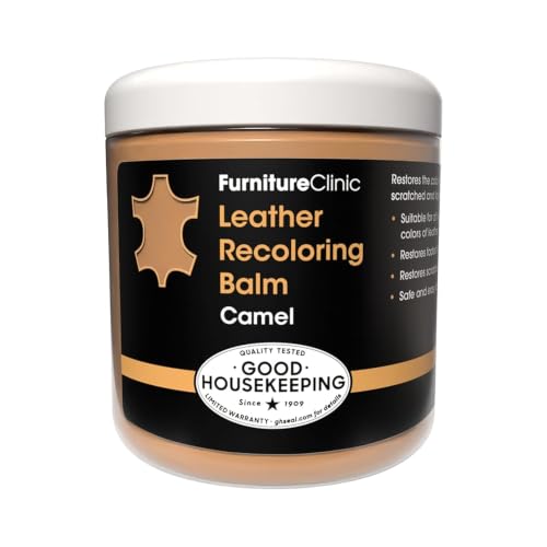 The Original Leather Recoloring Balm by Furniture Clinic - Camel Leather Dye for Furniture, Couches & Car Seats - Restore Scratched, Faded, & Damaged Surfaces - color: Camel, size: Balm