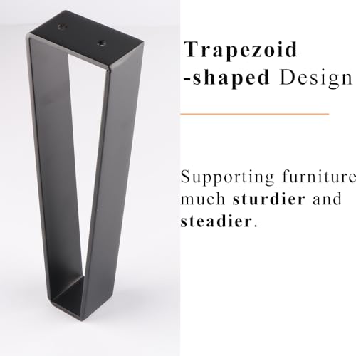 Osring 16 Inch Trapezoid Furniture Legs, Black Metal Coffee Table Feet 4pcs - color: Black, size: 16 Inch