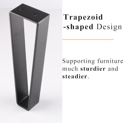 Osring 16 Inch Trapezoid Furniture Legs, Black Metal Coffee Table Feet 4pcs - color: Black, size: 16 Inch