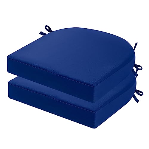 idee-home Outdoor Chair Cushions Set of 2, 17 x 17 Outdoor Seat Cushions - color: A Dark Cerulean, size: 17X17X2 Inch-u Shaped