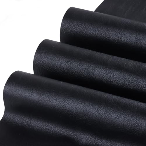 HGUAN Black Faux Leather Sheets 1 Yard Cut 54"x36" Suitable for Upholstery Furniture Seat, Handmade DIY Projects (Black) - color: Black, size: 54"X36"