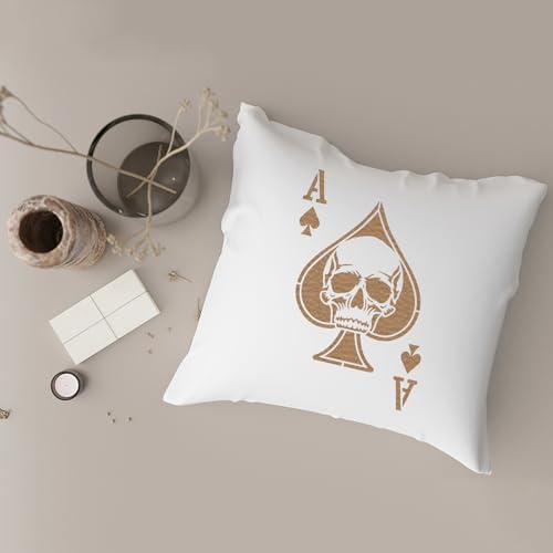 FINGERINSPIRE Playing Cards Painting Stencil with a Brush 8.3x11.7inch Spades A Pattern Drawing Template Skeletons DIY Decoration Stencil for Painting on Wood Wall Fabric Furniture - style: Playing Card