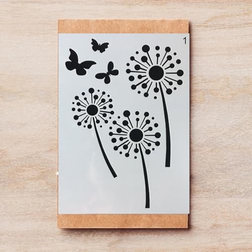 TIAMECH A4 Reusable Butterfly and Dandelion Stencil for Painting - style: Butterfly and Dandelion