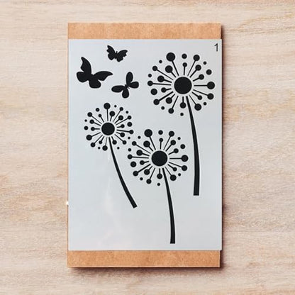 TIAMECH A4 Reusable Butterfly and Dandelion Stencil for Painting - style: Butterfly and Dandelion