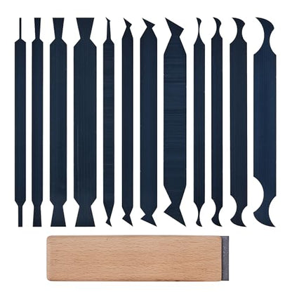 New Cabinet Scraper Cards and Cabinet Scraper Burnisher with 12 Piece Multi-Shaped Scraper Set Suitable for Various Small space and Small-Sized Tasks(HTCSCS13)
