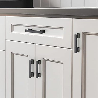 Matte Black Cabinet Pulls, 3 Inch (76mm), 10 Pack, Heavy Duty - color: Matte Black, size: 3" Hole Center