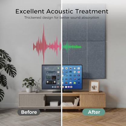 TO-TH Sound Absorbing Panels Self-Adhesive Acoustic Wall Panel 4 Pack, Gray - color: Gray, size: 4 Pack