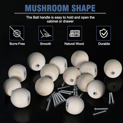 FoDau770 Round Ball Wood Knobs, 1" Diameter - Unfinished - 30 Pieces - color: Unfinished, size: 1 Inch