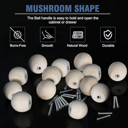 FoDau770 Round Ball Wood Knobs, 1" Diameter - Unfinished - 15 Pieces - color: Unfinished, size: 1 Inch
